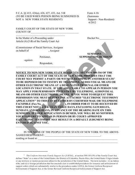 Nassau New York Summons Support Nonresident US Legal Forms