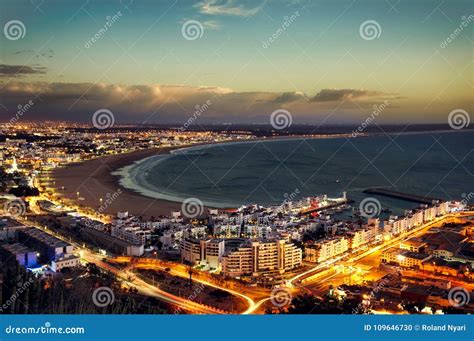 Sunset, Nighttime Photo Agadir, Morocco. Editorial Image - Image of ...