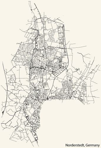 Street Roads Map Of Norderstedt Germany Stock Illustration - Download ...