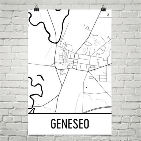 Geneseo Map Geneseo Art Geneseo Print Geneseo NY Poster | Etsy