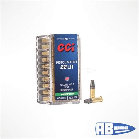 CCI 22LR PISTOL MATCH COMPETITION 40 GR - 50 RDS - AB Guns