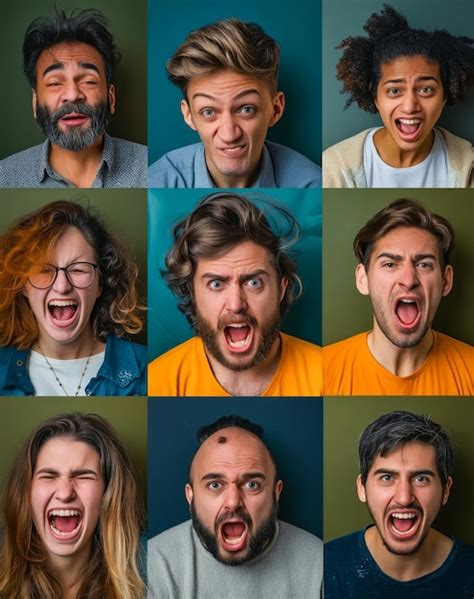 Un Grupo De Personas Con Diferentes Expresiones Faciales Foto Premium