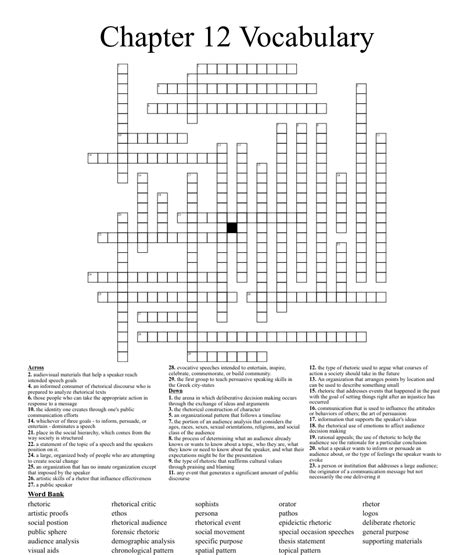 Chapter 12 Vocabulary Crossword WordMint