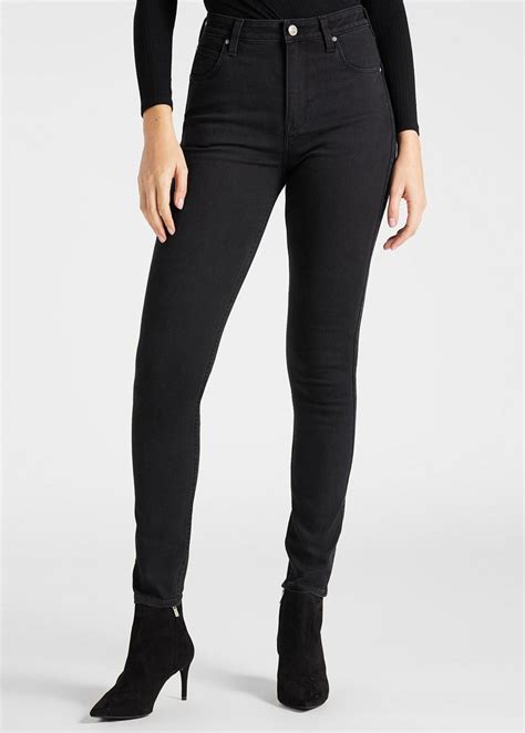 Lee Scarlett Ultra High Damskie Spodnie Jeansowe Jeansy Black Worn