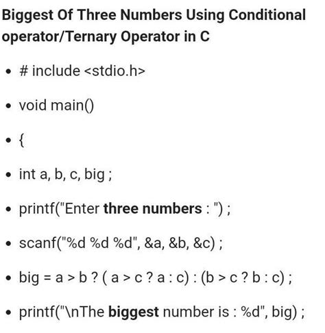 Algorithm Of Largest Of 3 Numbers Using Ternary Operator