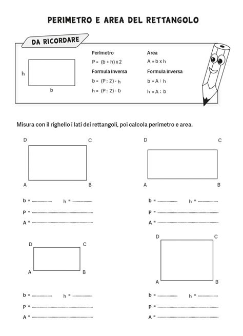 Schede Di Geometria Il Rettangolo Perimetro E Area Fantavolando