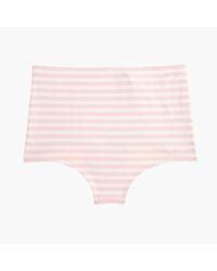 J Crew Synthetic Seamless High Waisted Bikini Bottom In Stripe In Pink