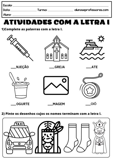 Palavras Com A Letra I - Atividades com a Letra I para imprimir | Alunos e Professores