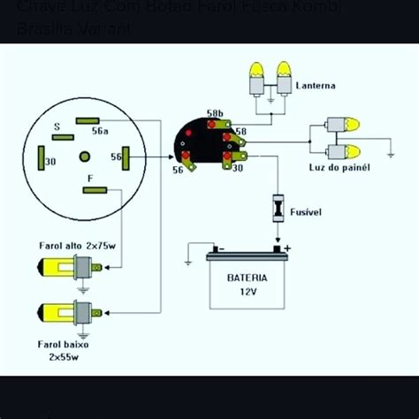 Auto Garagem Circuito esquema de ligação chave do farol e lanterna