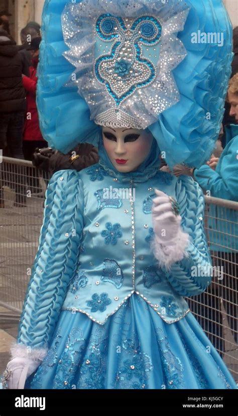 Costumed Attendee At The Venice Carnival Carnevale Di Venezia An