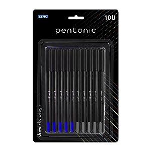 Pentonic Mm Gel Pen Blister Pack Black Body Blue Ink Set Of