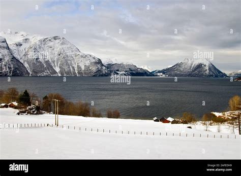 Winter scenery from Storfjorden, Möre & Romsdal, Norway Stock Photo - Alamy