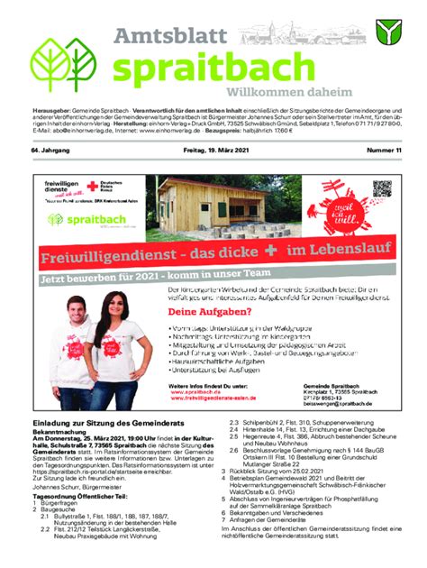 Ausfüllbar Online Mitteilungsblatt Amtsblatt Gemeinde Spraitbach Fax