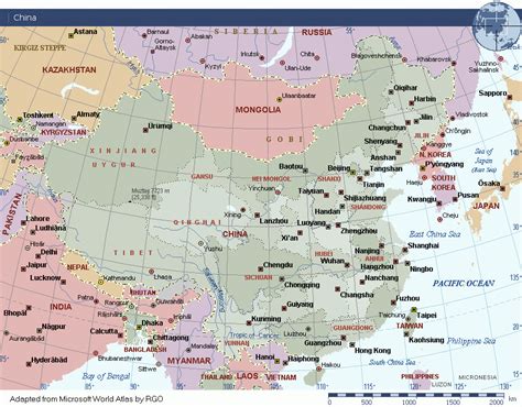 China map with cities - TravelsFinders.Com