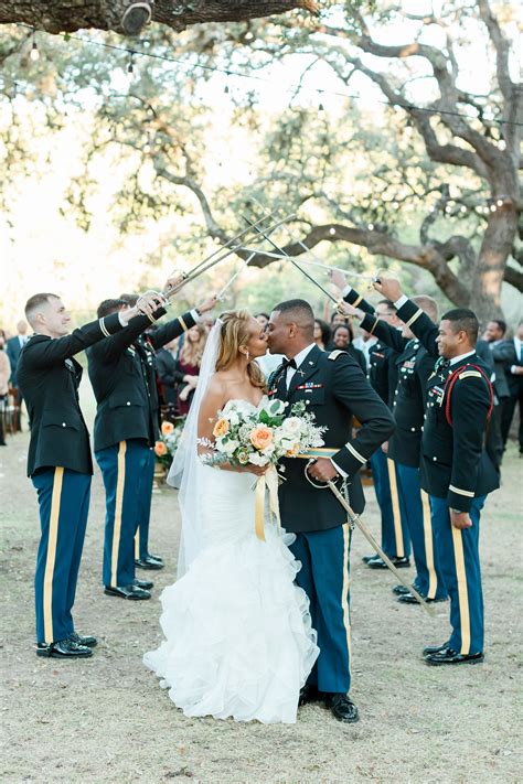 Military Saber Arch During Ceremony Recessional At The Ivory Oak In Wimberley Texas