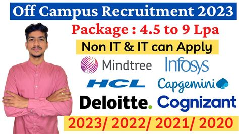 Capgemini Mindtree Tcs Infosys Cognizant Off Campus Recruitment Drive