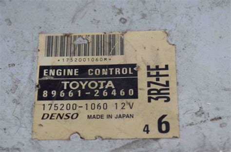 Toyota Engine Control Unit 89661 26460 Denso 175200 1060 12v 3RZ FE