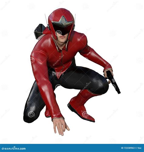 3d Male Hero Pose Reference Determined Stock Illustration