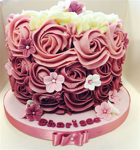 Pink Ombré Rosette Cake Wedding Cakes With Cupcakes Rosette