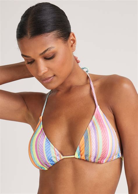 Multicoloured Stripe Bikini Top Matalan