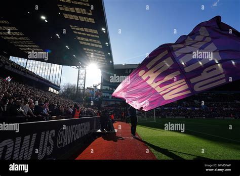 A large Aston Villa flag is displayed ahead of the Premier League match ...