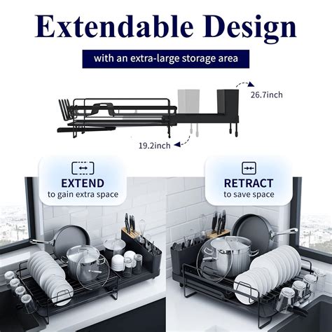 Large Dish Drying Rack Extendable Dish Rack Multifunctional Dish Rack For Kitchen Counter