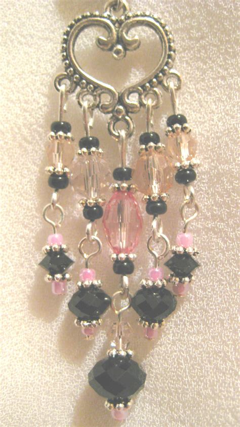 Black And Rose Crystal Chandelier Earrings on Luulla