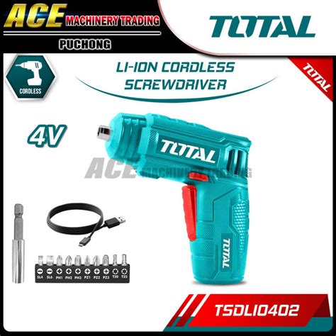 Total 4V Li Ion Rechargeable Cordless Screwdriver Drill Machine