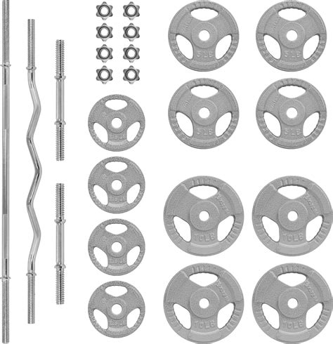 Altera Kit De Pesas Barra Recta Barra Z Par De Mancuernas Discos