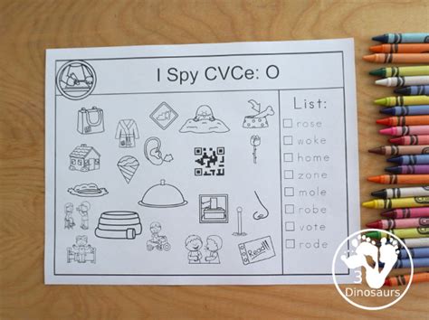 Free Cvce I Spy Printable For A I And O 3 Dinosaurs