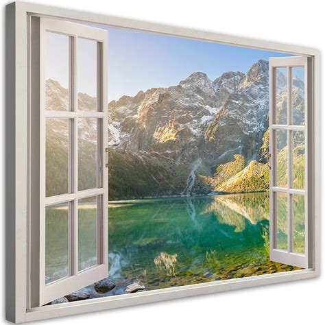 Leinwandbild Fensterblick Wald Im Nebel Berge Wall Art De