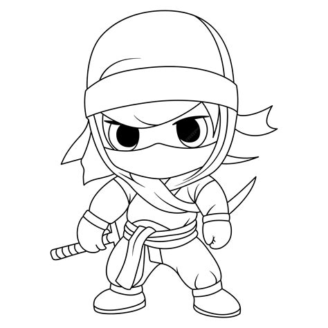 Página Para Colorear Ninja Para Niños Ilustraciones De Líneas Limpias