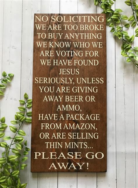 No Soliciting Sign No Solicit Sign Funny Front Porch Sign Etsy