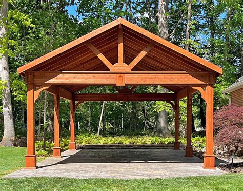 Red Cedar Gable Roof Open Rectangle Gazebos With 612 Roof Pitch