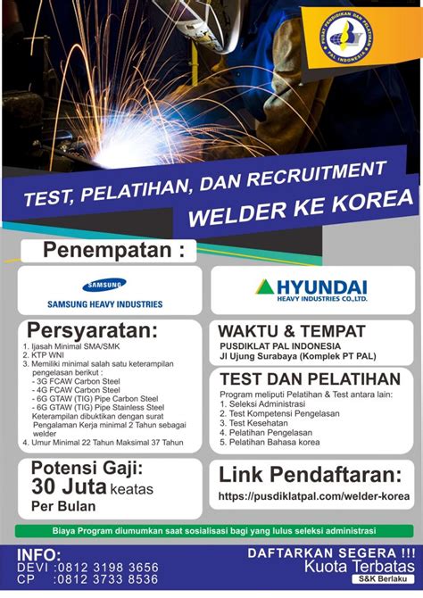 Test Training Recruitment Welder Penempatan Kerja Di Korea