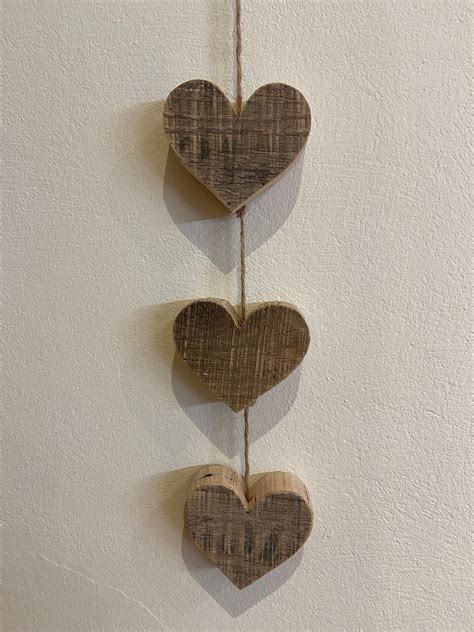 Handcrafted Rustic Wooden Hanging Hearts Heart Decor Etsy