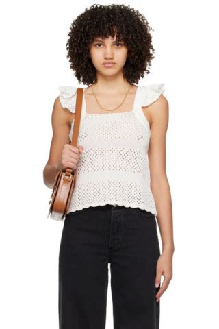 White Crocheted Tank Top By A P C On Sale