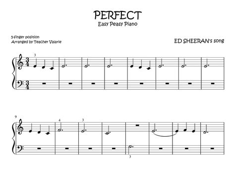 Perfect Easy Peasy Piano Sheet Music For Beginners 5 Finger Position Short And Sweet Etsy