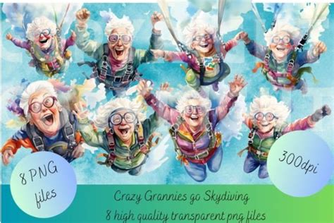 Crazy Grannies Go Skydiving Graphic by Litha Prints · Creative Fabrica