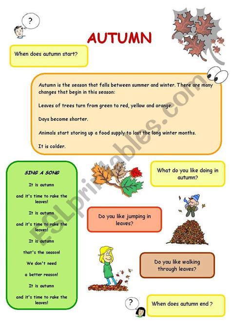 AUTUMN ESL Worksheet By Gosia 1987