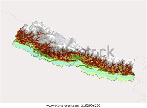 High Detailed Vector Nepal Physical Map Stock Vector (Royalty Free ...