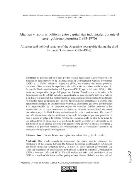 Pdf Alianzas Y Rupturas Políticas Entre Capitalistas Industriales Sociológicas Sobre Las