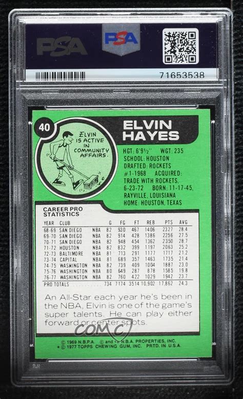 1977 78 Topps White Back 40 Elvin Hayes For Sale Online EBay