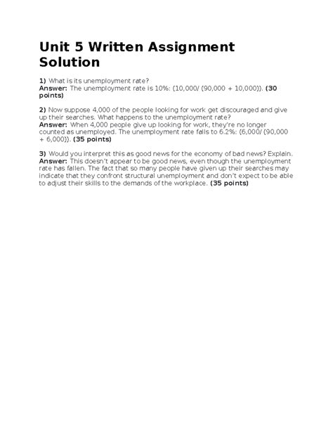 Unit 5 Written Assignment Solution Econ 1580 Unit 5 Written