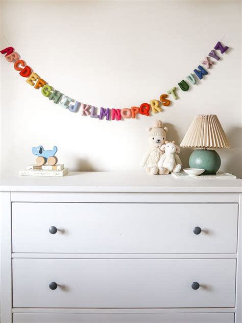 Alphabet Felt Garland Rainbow Baby Shower Colourful Decor Baby