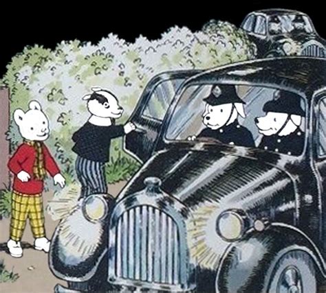 Rupert Bear and Bill Badger take a ride with the policemen Schooldays ...