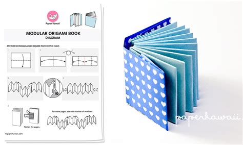 Origami Mini Book Diagram - Paper Kawaii Shop