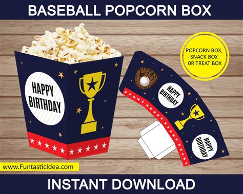 Baseball Popcorn Box | Make Your Party Table Decorations Unique ...