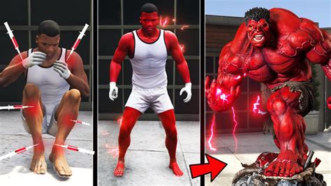 Franklin Take Red Injections To Transform Into Red Hulk In GTA V GTA