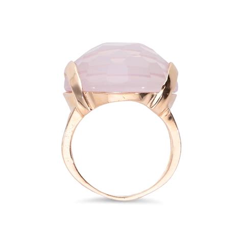 Anello In Oro Rosa Con Pietra Quarzo Rosa Stanoppi Luxury Zone